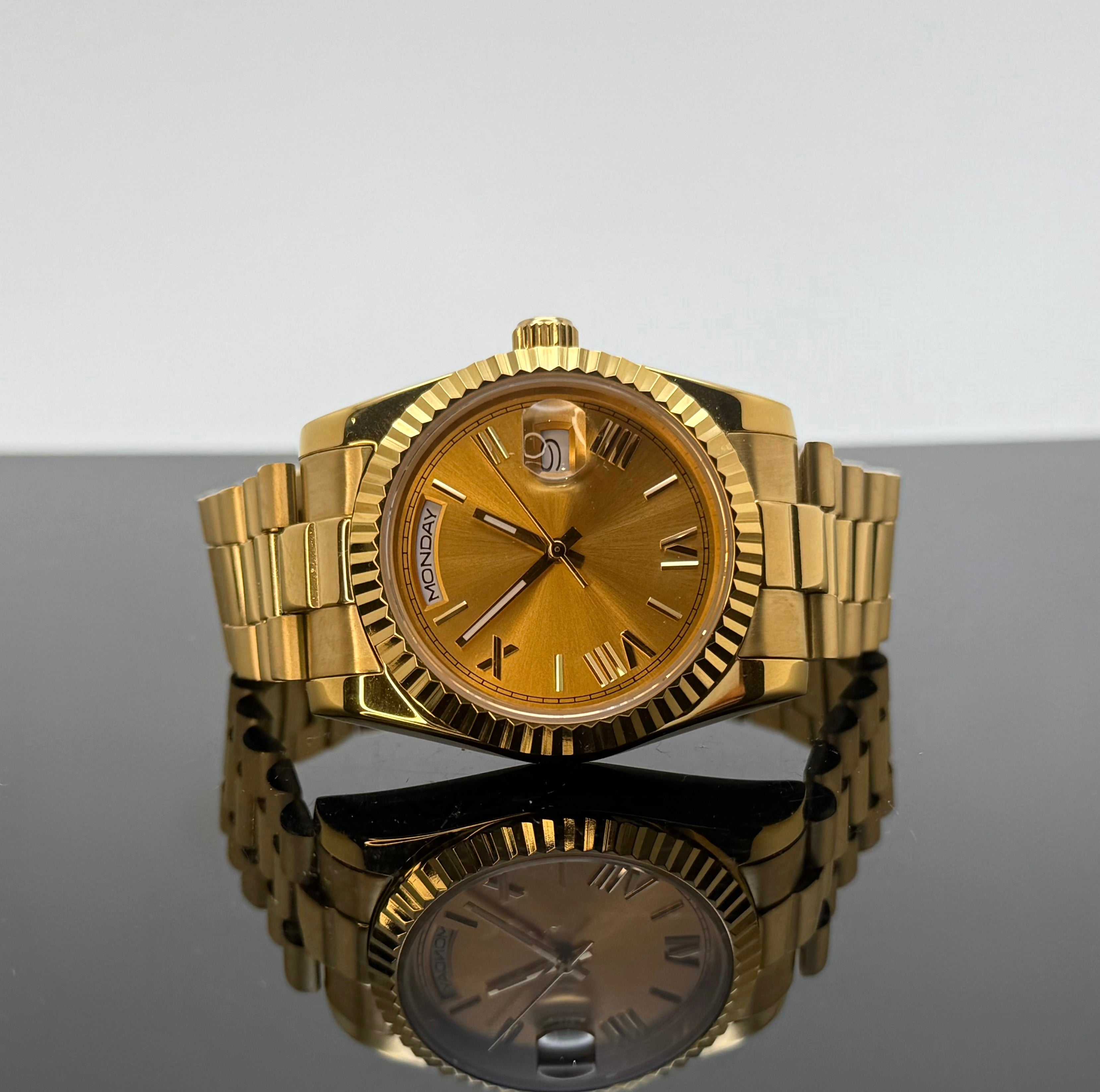 36mm Gold President Champagne Dial - NH36 Automatic