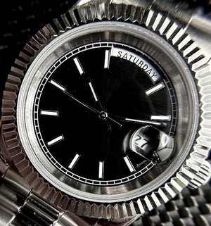 40mm Silver President Black Dial - Miyota 8285 Automatic