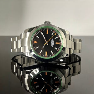 39mm Green Crystal Mod Watch - NH35 Automatic