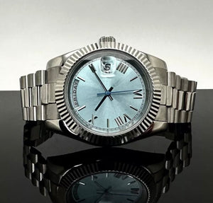 40mm Silver President Light Blue Dial - Miyota 8285 Automatic