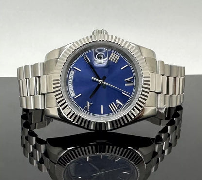 40mm Silver President Blue Dial - Miyota 8285 Automatic