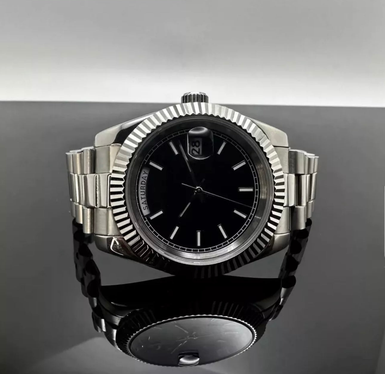 40mm Silver President Black Dial - Miyota 8285 Automatic