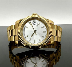 40mm Gold President Silver Dial - Miyota 8285 Automatic