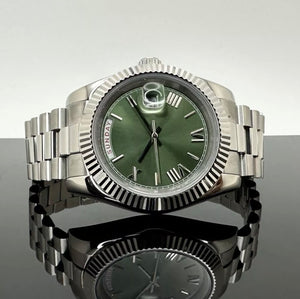 40mm Silver President Green Dial - Miyota 8285 Automatic