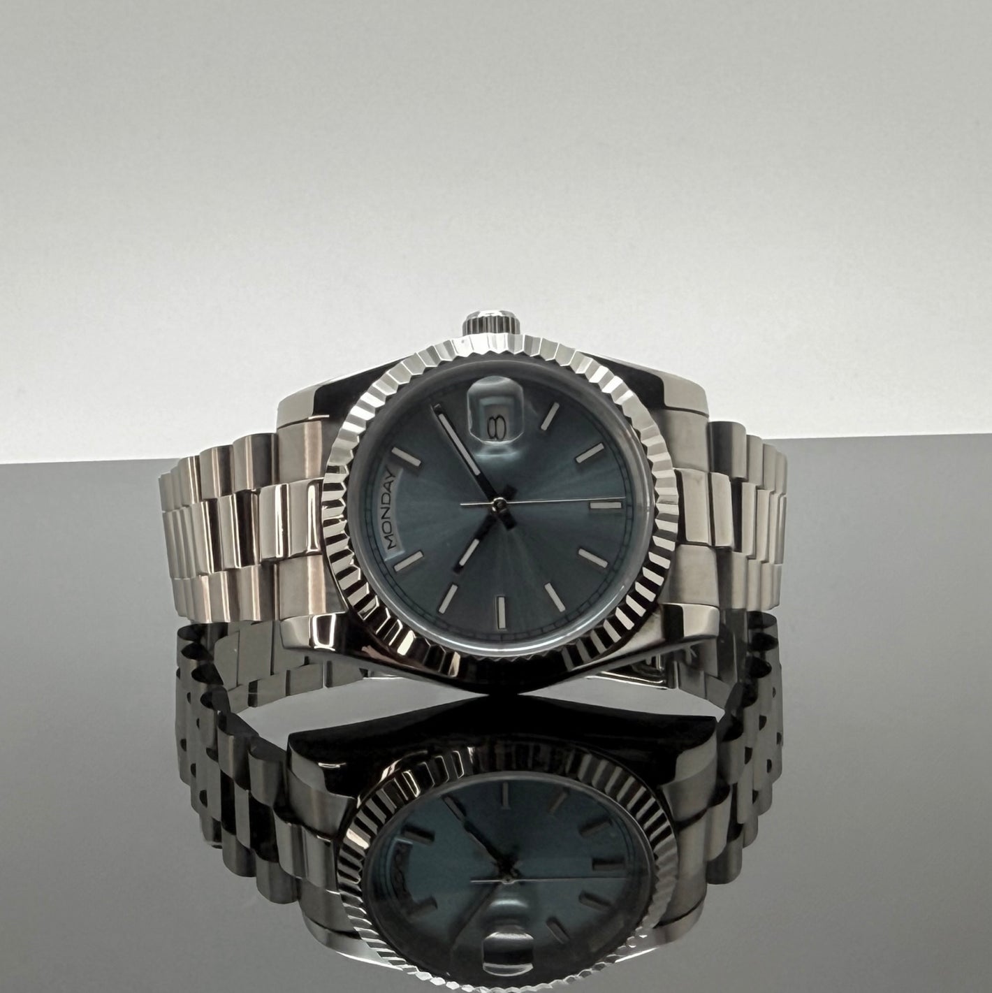 36mm Silver President Light Blue Dial - NH36 Automatic