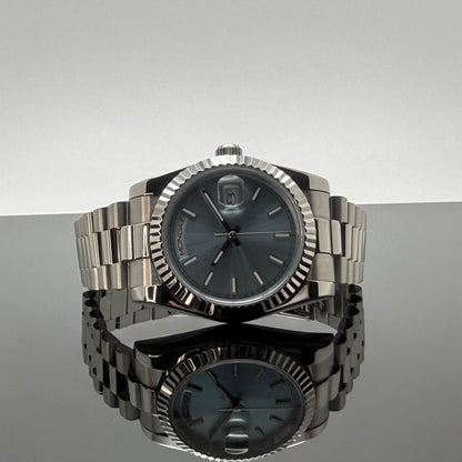36mm Silver President Light Blue Dial - NH36 Automatic