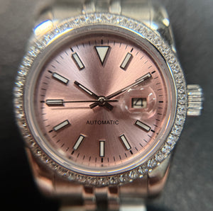 31mm Lady DJ CZ Diamonds Pink Dial - NH05 Automatic