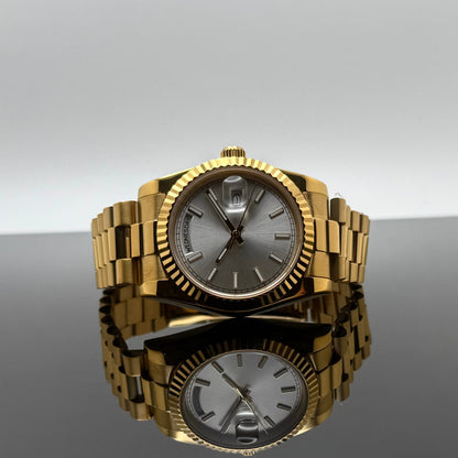 36mm Gold President Silver Dial - NH36 Automatic