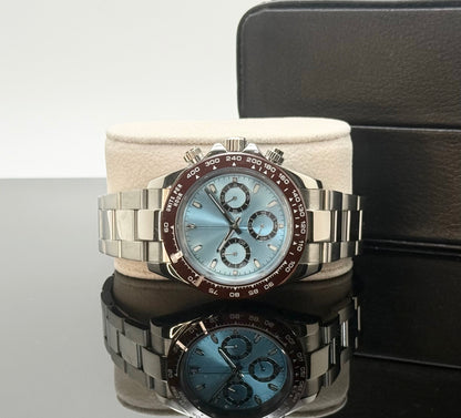 39mm Seitona Ice Blue with Brown Bezel - VK63 Quartz