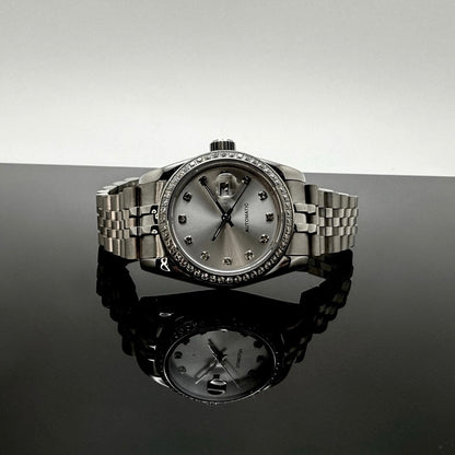 31mm Lady DJ CZ Diamonds Silver Dial - NH05 Automatic