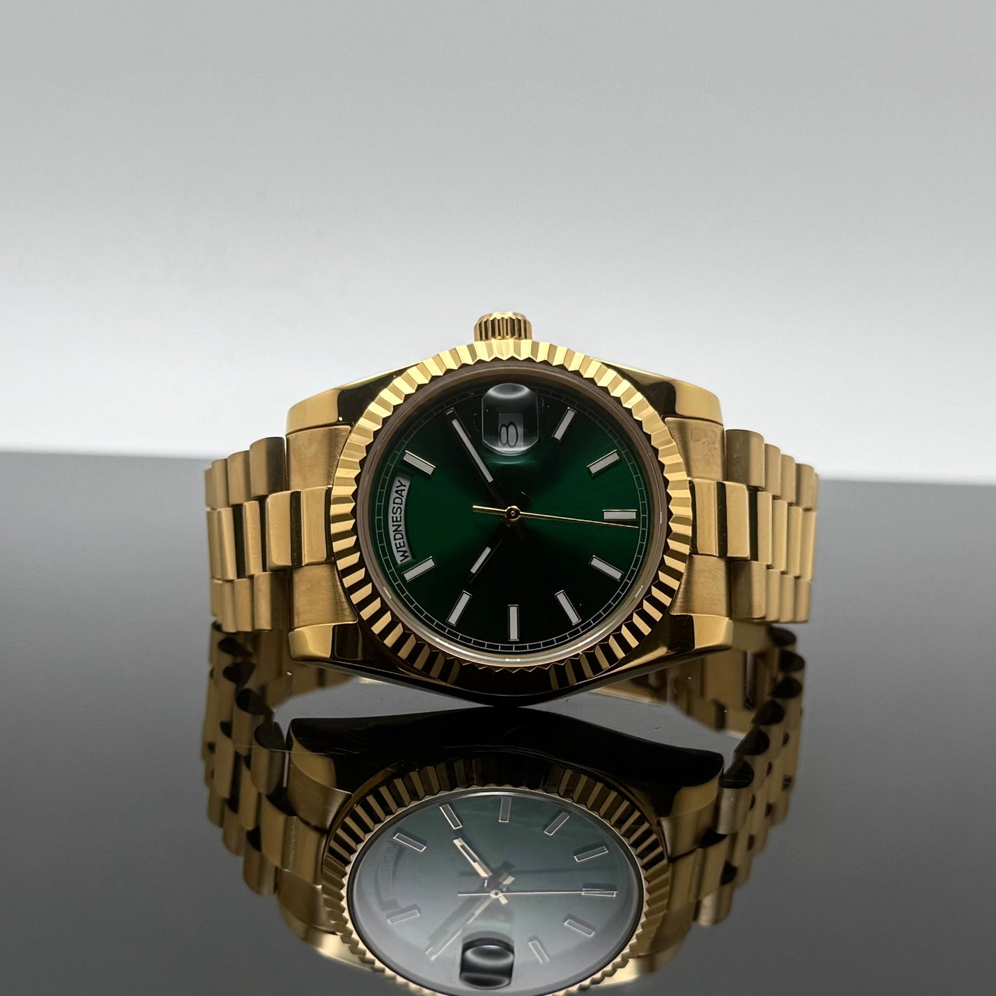36mm Gold President Green Dial - NH36 Automatic