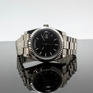 36mm Silver President Black Dial - NH36 Automatic