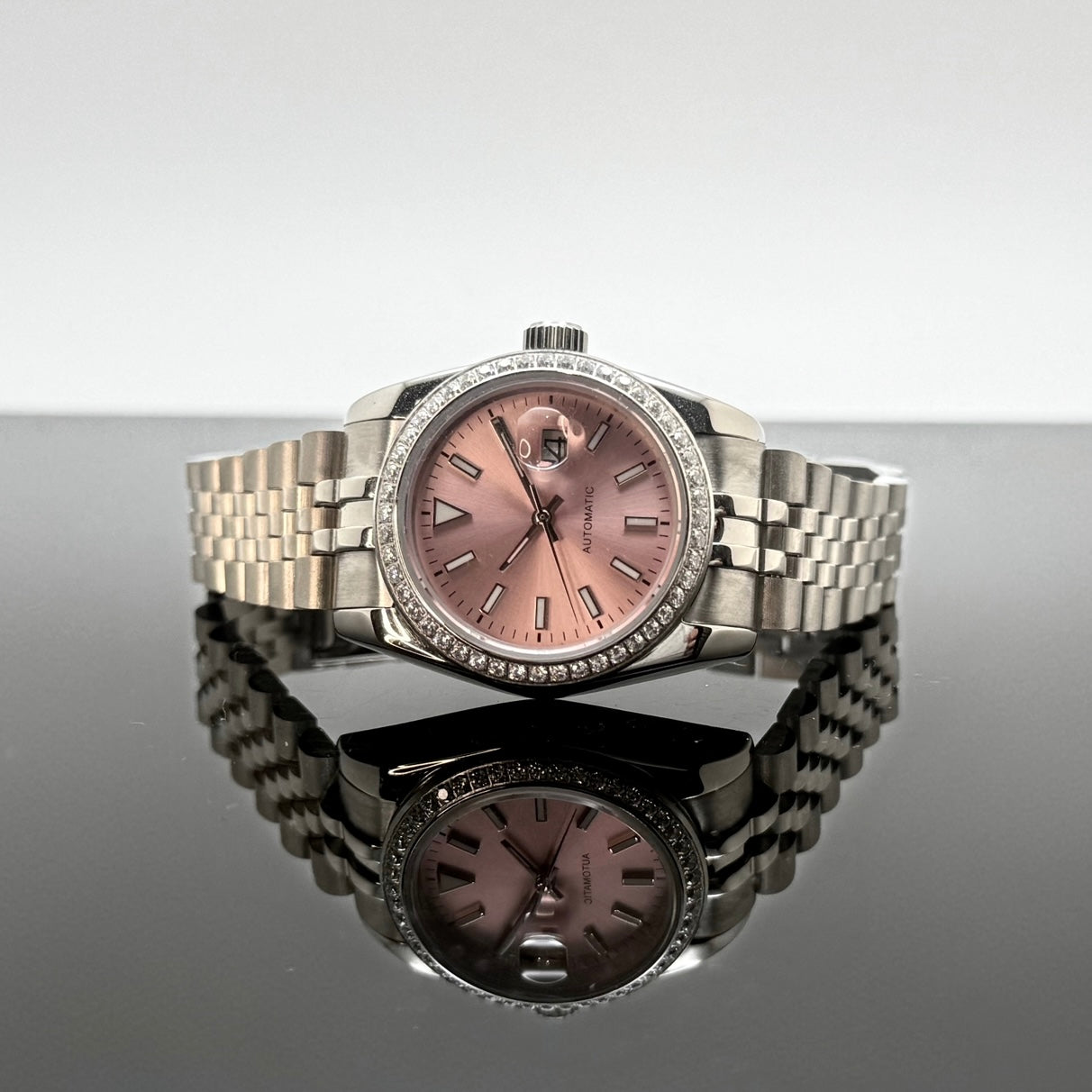 31mm Lady DJ CZ Diamonds Pink Dial - NH05 Automatic
