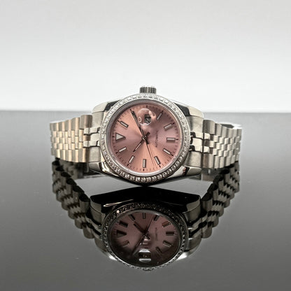 31mm Lady DJ CZ Diamonds Pink Dial - NH05 Automatic