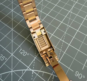 Rose Gold Oyster Band w/ Polished Center - 20mm - Glidelock Clasp